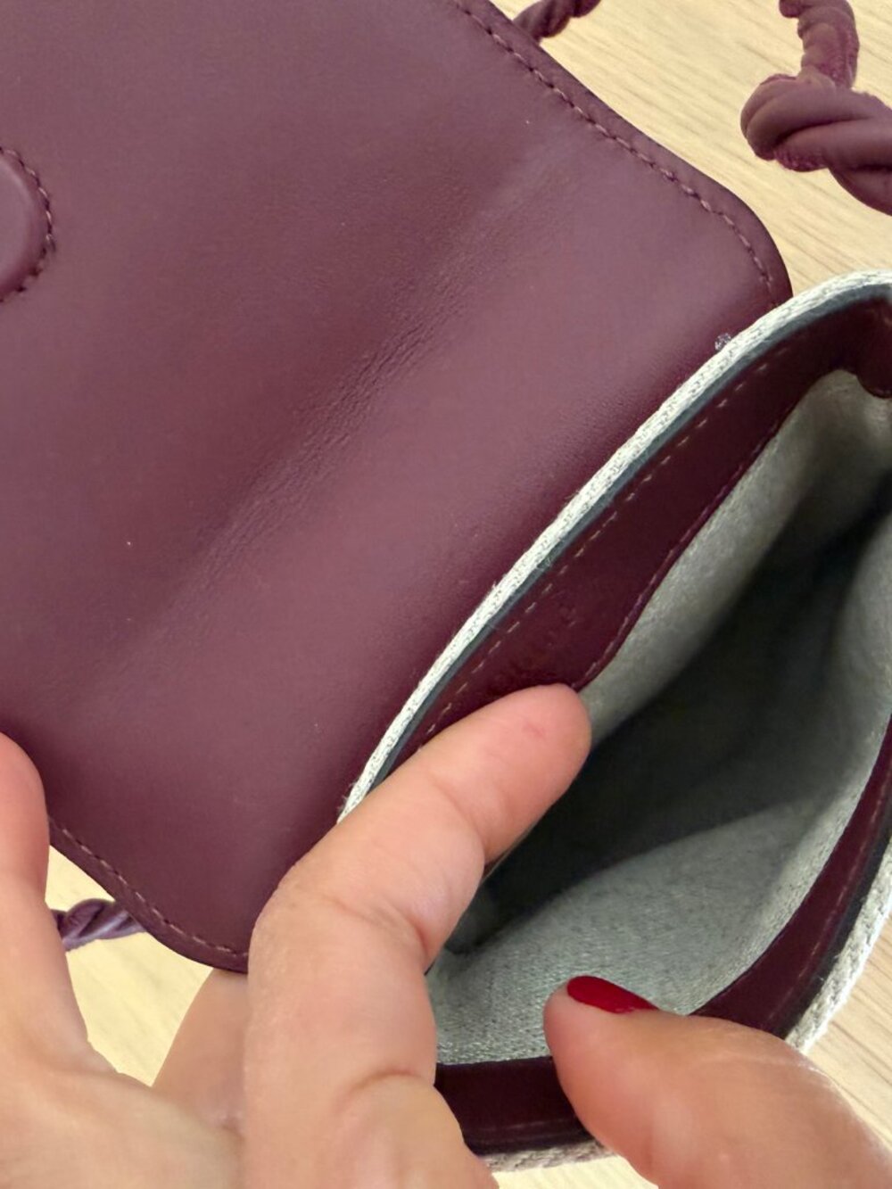 Chloe Key Phone Pouch Crossbody - Ivory/Burgundy